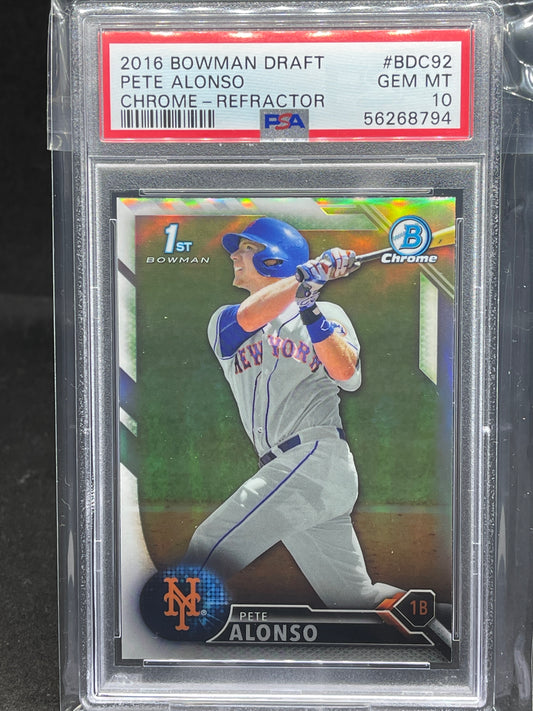 2016 Bowman Draft Chrome Refractor Pete Alonso PSA 10