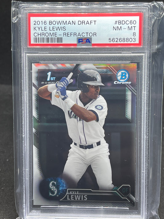 2016 Bowman Draft Chrome Refractor Kyle Lewis PSA 8